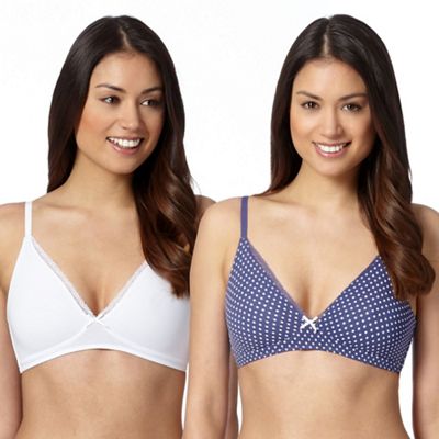 Pack of two blue non wired crop top bras